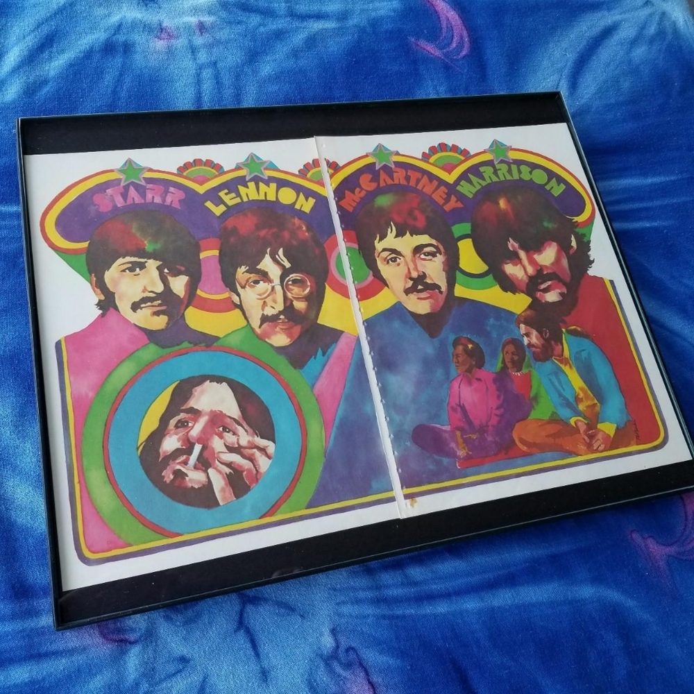 WOW 1970s Beatles Vintage Psychedelic Sergeant  Pepper's 70s Pop Art Wall Decor